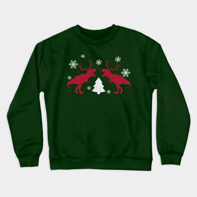 Christmas T Rex Crewneck Sweatshirt by KimLeex